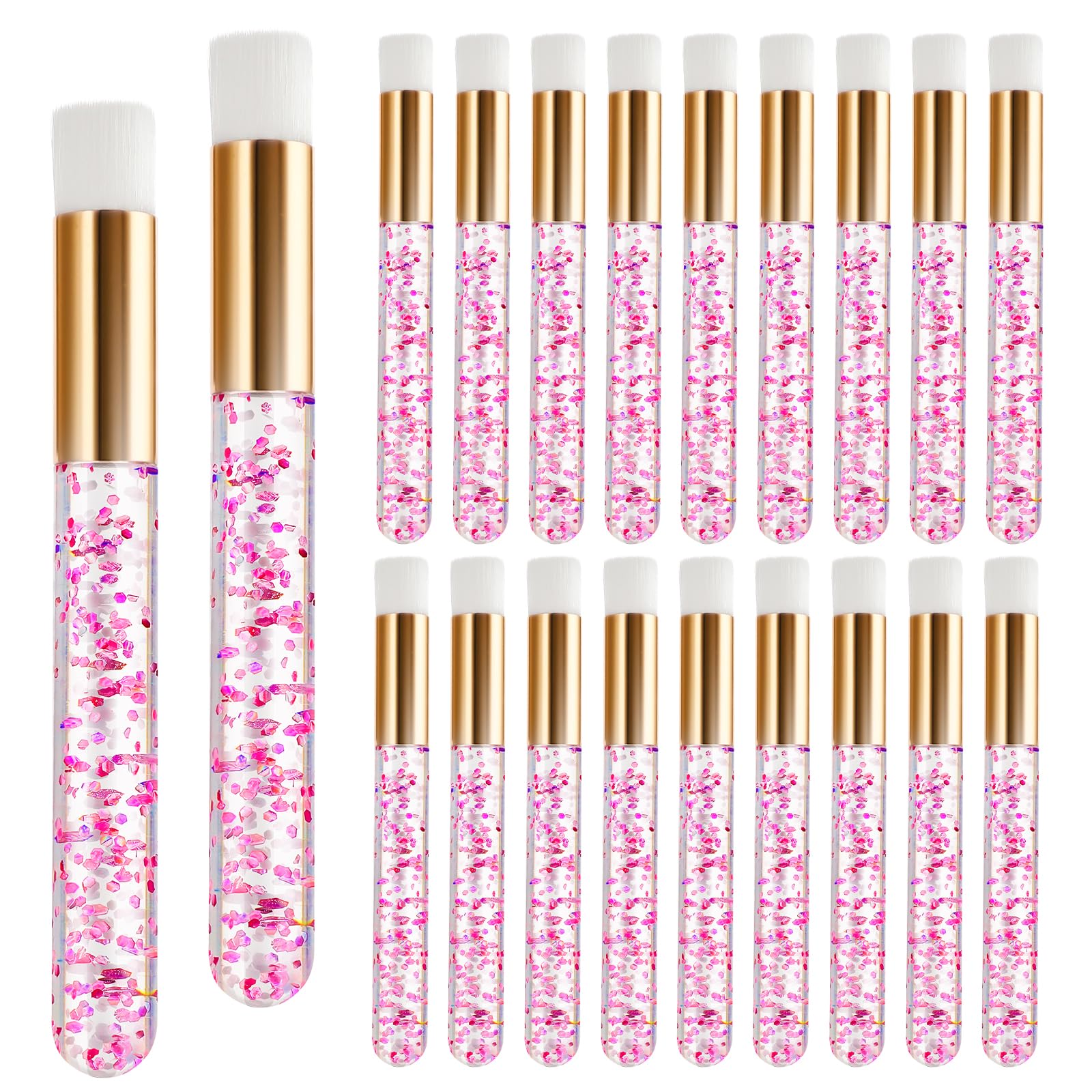 20Pieces Crystal Eyelash Extension Cleaning Brush Set - Lash Shampoo and Cleanser Brushes for Makeup, Blackhead Removing - Glitter Pink