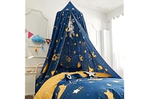 Mengersi Star Bed Canopy for Girls, Prince Round Dome Kids Indoor Outdoor Castle Hanging House Decoration Reading Nook