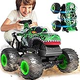 Laoyebaohao Remote Control Monster Truck - Dinosaur Monster Truck Toys with Music and Light, 1:20 Scale RC Truck with 360° Spins, Remote Control Car for Boys 4-7 for Kids Christmas Birthday Gifts