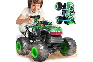 Laoyebaohao Remote Control Monster Truck - Dinosaur Monster Truck Toys with Music and Light, 1:20 Scale RC Truck with 360° Spins, Remote Control Car for Boys 4-7 for Kids Christmas Birthday Gifts