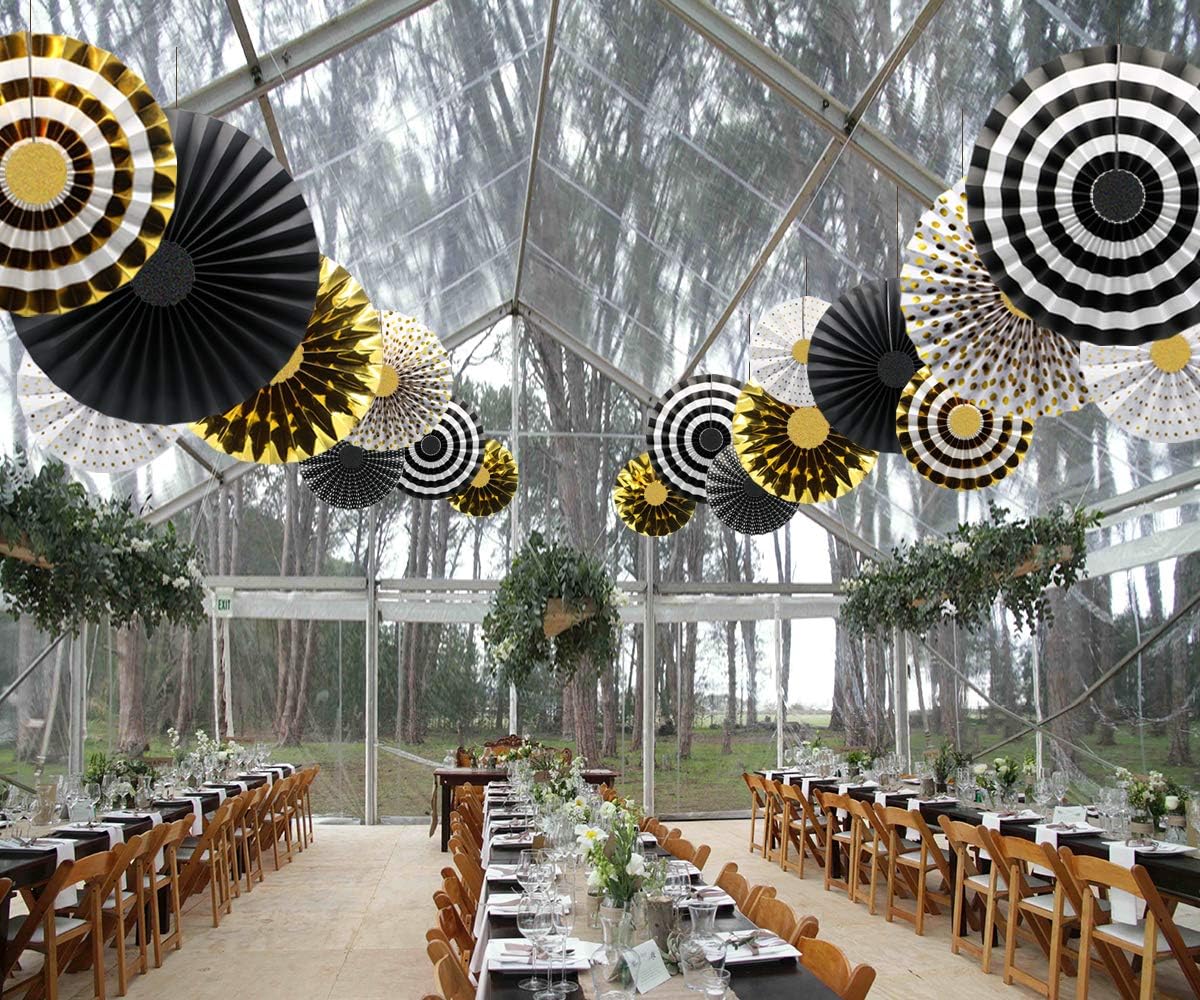 KAXIXI Party Hanging Paper Fans Decorations, Wedding Birthday Bachelorette Bridal Shower Party Ceiling Hangings Gender Reveal Baby Shower Party Decorations, 8pc: Home & Kitchen