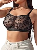 SOLY HUX Women's Plus Size Floral Lace Bra Sheer