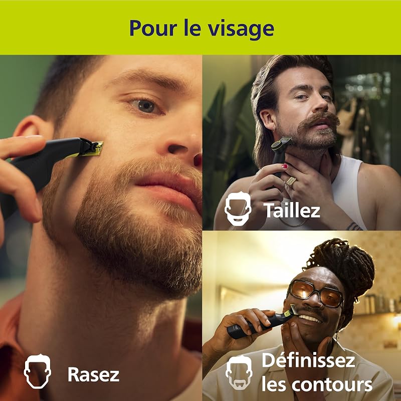 OneBlade Pro 360 Authentique Visage + Corps - Tondeuse à barbe électrique, rasoir et tondeuse, 1 lame 360, 1 sabot avec 14 hauteurs de coupe, 1 kit Corps, 1 socle de charge, QP6652/30