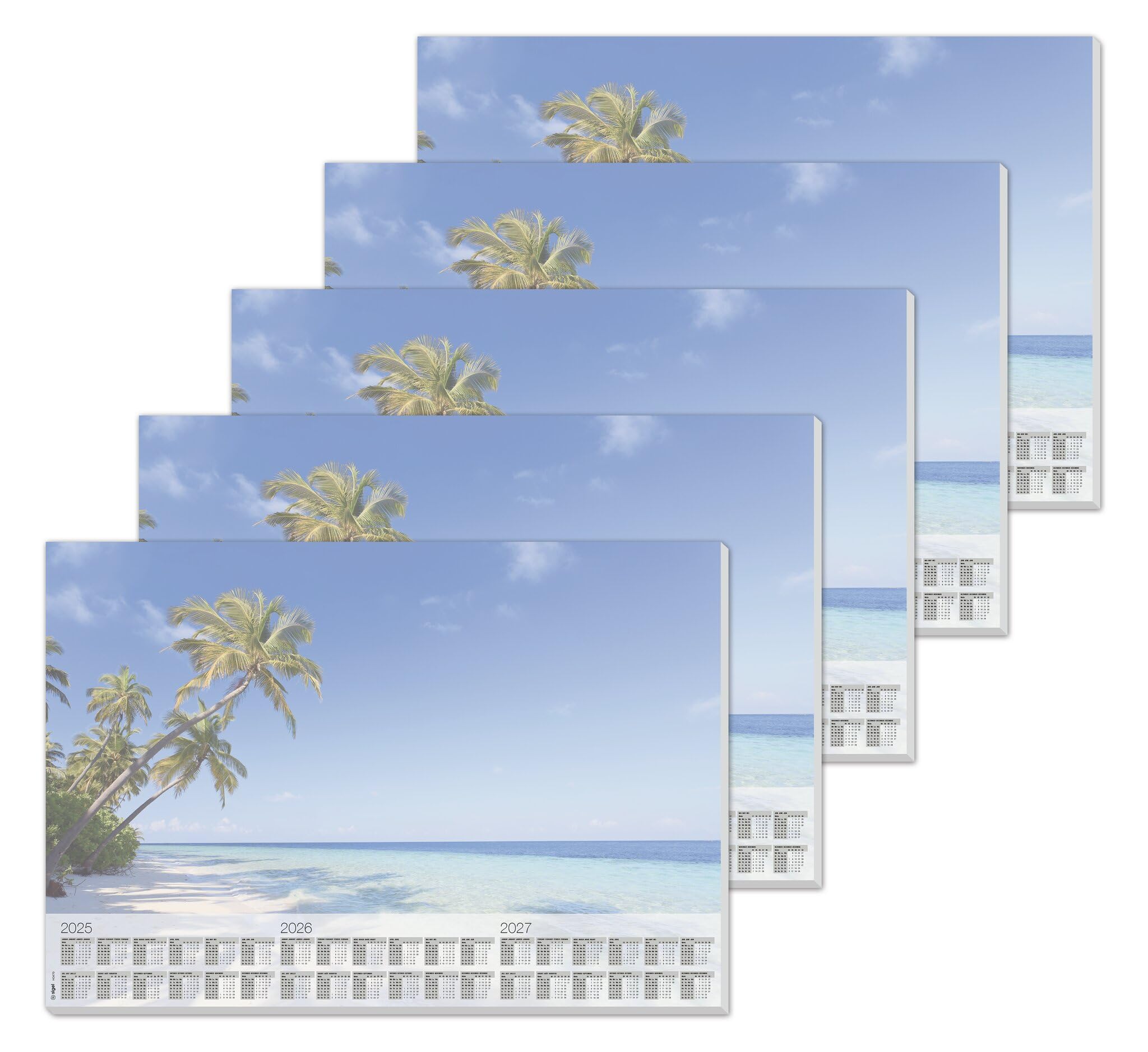 SIGEL HO470 Paper Desk Pad, with 3-year calendar, A2 (59.5 x 41 cm), design beach, 80gsm, 30 sheets, 5 pcs.