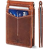 SERMAN BRANDS RFID Blocking Wallet Slim Bifold - Genuine Leather Minimalist Front Pocket Wallets for Men with Money Clip Gift