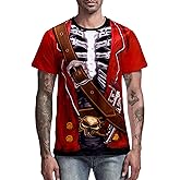 Funny World Men's Pirate T-Shirts Graphic Short Sleeve Halloween Costume