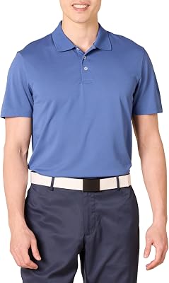 Polo da Golf, Maniche Corte, Slim Fit, Asciugatura Rapida Uomo, Blu Slavato, XL