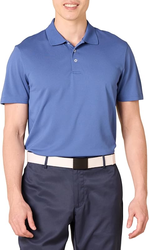 Polo de Golf, Manches Courtes, Coupe Ajustée, Séchage Rapide Homme, Bleu Délavé, XL