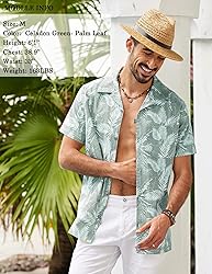 COOFANDY Men Linen Aloha Shirts Button Up