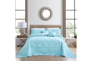 Blythease Oversized King Bedspread 138x122 Extra Wide, Paisley Pattern Design, Lightweight Bedding Cover, Reversible, 5 Piece, 100% Microfiber, California/Alaskan King, Summer Song