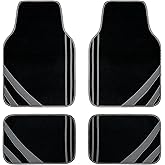 CAR PASS Carpet Car Floor Mats, Edge Leather Waterproof Car Mats with Double Stitch Line and Anti-Slip Backing Design, Fit 95% Automotive,SUVS,Sedan,Vans (Black and Gray)