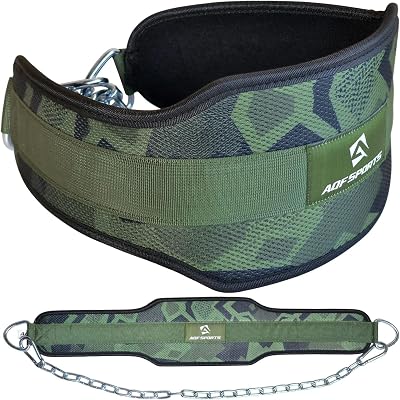AQF Dipping Belt Weight Lifting Chain Green Camo Neoprene 36in Chain