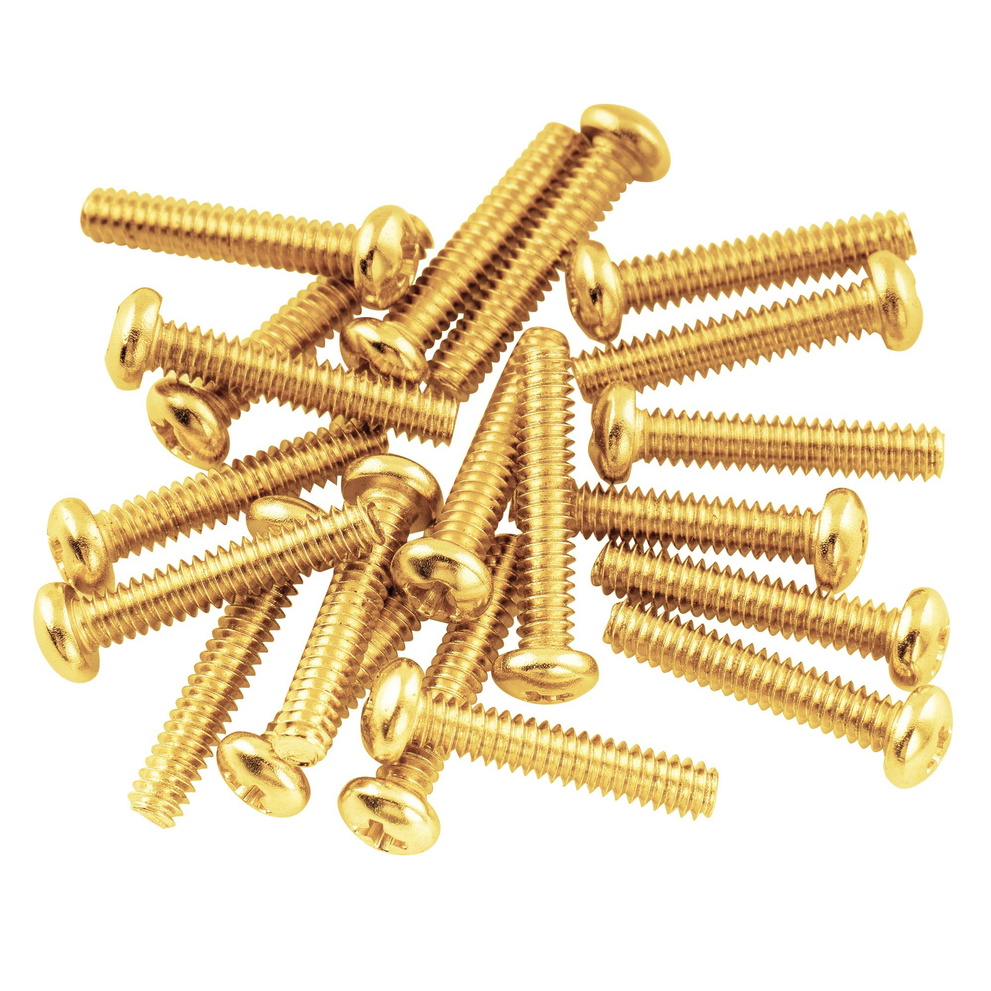 Musiclily Basic 2.8x17mm Metal Metric Thread Single Coil Pickup Mounting Screws for Strat Stratocaster/Tele Telecaster Electric Guitar, Gold(Set of 20)