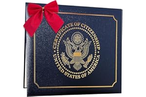 CITIZENSHIPFLASHCARDS.US US Citizenship Certificate Holder | US Citizenship Gifts | Naturalization Certificate Padded Holder with Cover. Golden Great Seal of The United States.