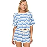 L*Space Make Waves Short for Women, High Waisted Knit Shorts Featuring Scalloped Hem and Drawcord Through Waist