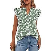 BTFBM Womens Tops Dressy Casual 2026 Spring Summer Shirts Boho Floral V Neck Ruffle Cap Sleeve Business Work Blouses