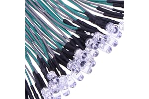 Waycreat 35pcs Prewired Fast Flash RGB LED 5mm Diodes, Ultra-Bright, 12V LEDs, Built-in Resistor for DIY Projects, Arduino, Raspberry Pi, and Hobby Electronics