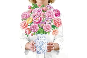WhatSign Happy Mothers Day Card Pop Up Flowers - Stunning 3D Peony Bouquet for Mom, Grandma, Daughter, Sister, Aunt - Unique 