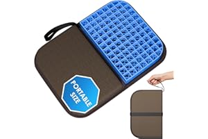 WISIMMALL Gel Seat Cushion Portable Massage Travel Cushions, 14.5" x 10.5" Thick Foldable Seat Cushion for Car Office Chair Wheelchair Hip, Coccyx, Sciatica, Pressure Sores Tailbone Pain Relief