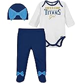 Gerber NFL baby girls 3 Pack Bodysuit Registry Gift Set Footed Pant and Cap