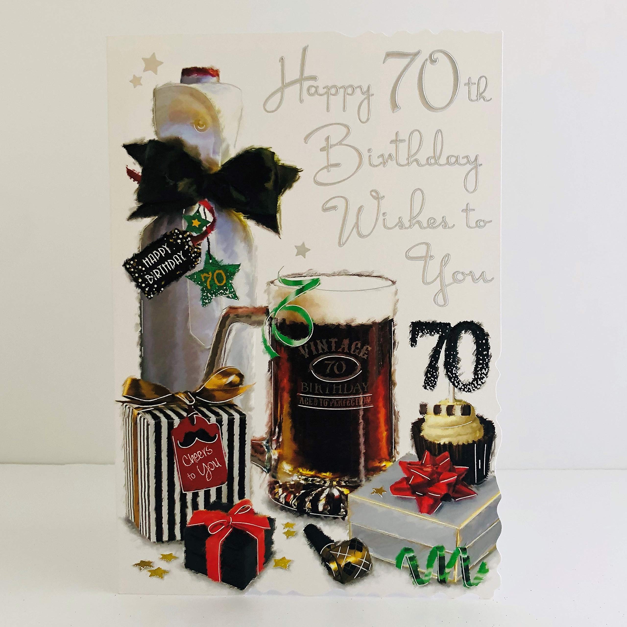 Jonny Javelin Male Age 70 70th Birthday Wishes To You Card - Ale Tankard Cupcake Presents