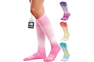 Fitrell 4 Pairs Compression Socks for Women & Men, 15-20mmHg Circulation Support for Athletic Travel Daily Wear