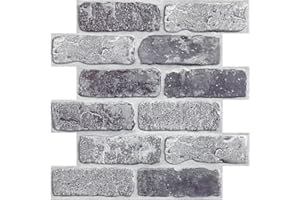 COMSTICKC 3D Faux Brick Wall Panel, Peel and Stick Brick Wall Tiles, 10 Pcs of 12"X12", Small Size Thin PVC Brick Self Adhesive Fake Brick Paneling Brick Backsplash for Interior Wall Decor