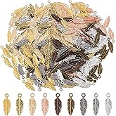 DICOSMETIC 180Pcs 9 Colors Feather Charm Bulk Alloy Feather Pendant Bird Plume Charms Metal Wing Pendants Mini Dream Catcher Feathers Charm for Necklace Bracelet Earring Jewelry Making