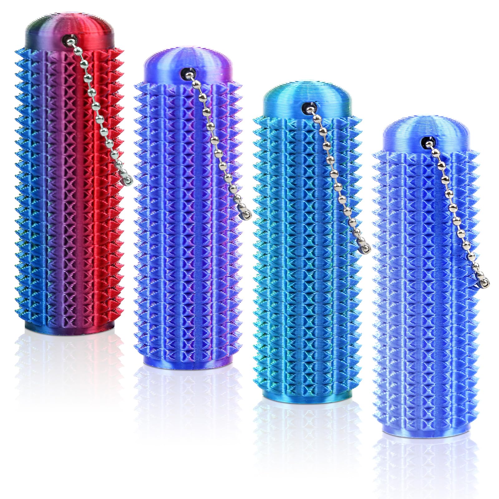 4 Pcs Little Ouchies Pain Fidget Toys, 3D Printed Spiky Grippie Stim Keychain, Pain Stim Fidget Toy, Sensory Toy for Relaxation, Stress Relief & Focus, Novelty Gifts for Work or Study (Model 1, 4Pcs)