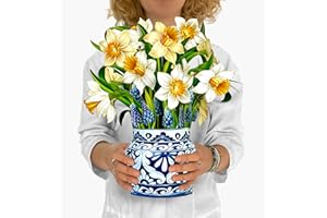 Freshcut Paper Pop Up Cards, English Daffodils 12 inch Paper Flower Bouquet Greeting Cards with Blank Note Card & Envelope, Birthday Gifts for Women