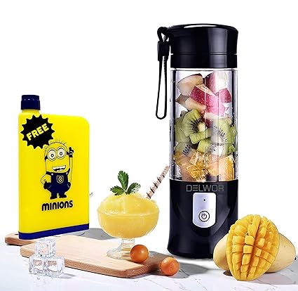 DELWOR Fruit Juicer Rechargeable Portable Travel Electric Mini USB Juicer Bottle Blender Shack Maker Vegetable Fruit Mixer Mango juicer Watermelon juicer(Multi Colour)
