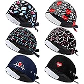 Maiteenly Valentines Satin Lined Scrub Caps Women Bouffant Nursing Hats with Button and Sweatband Adjustable Working Hat
