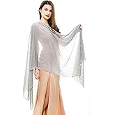 REEMONDE Womens Rhinestones Pashmina Shawls and Wraps for Evening Dresses Chiffon Shawl Sparkly Scarf