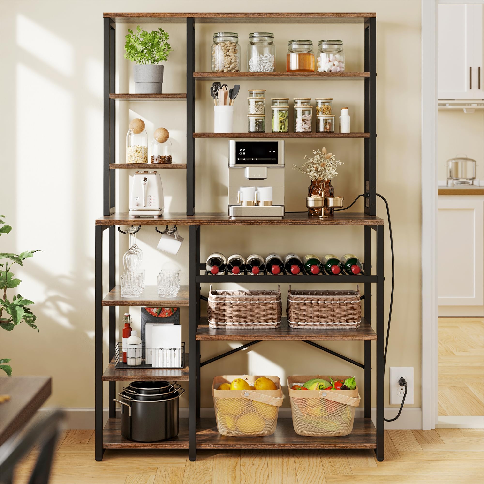 Mua YITAHOME Kitchen Microwave Stand Bakers Rack Coffee Bar with Power ...