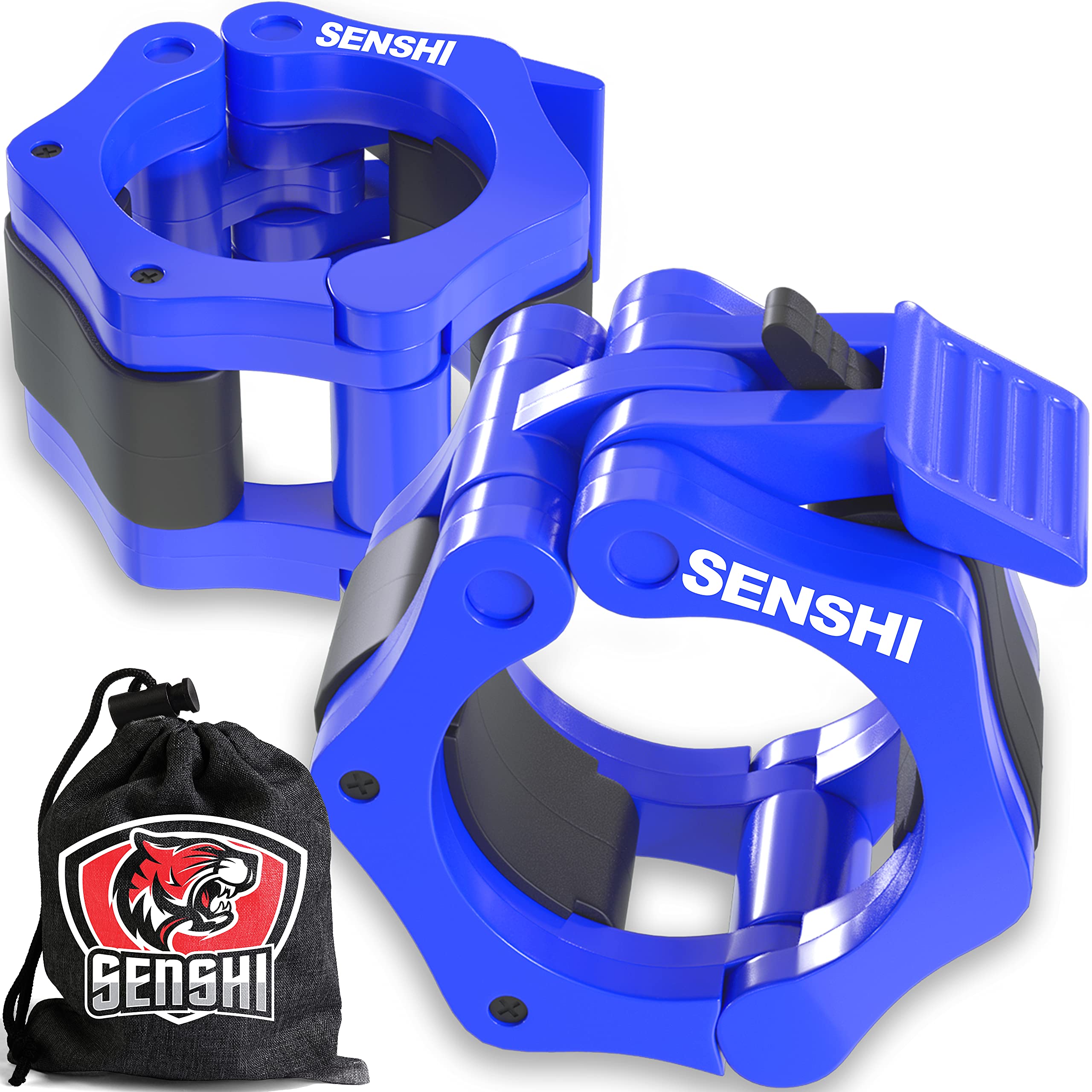 Senshi Japan Olympic Bar Collars Quick & Easy Barbell & Dumbbell Collars, Portable & Travel Friendly Clamps, Heavy Duty Performance Clips
