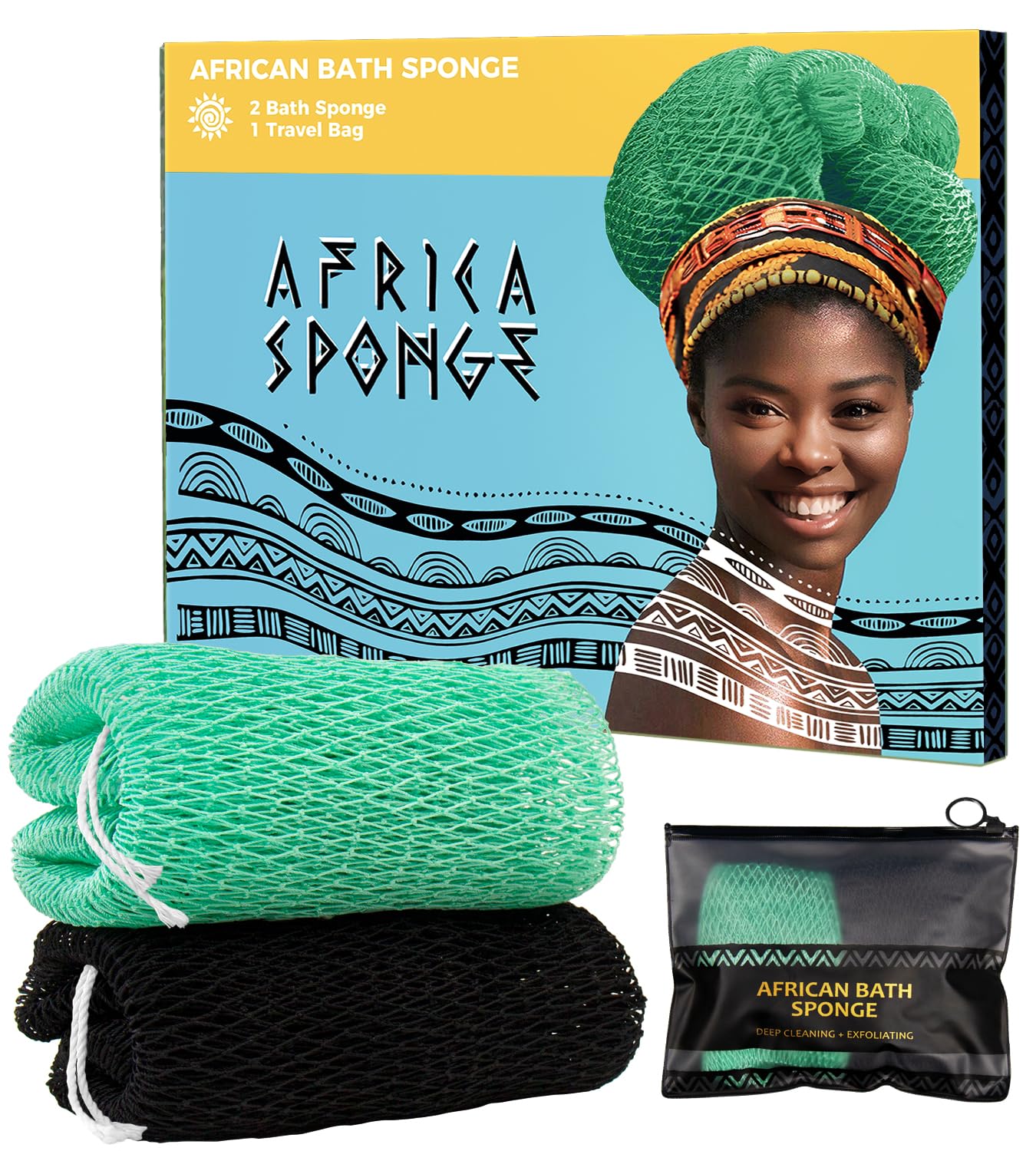 African Net Sponge Authentic - 2 Pieces Real