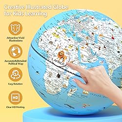 JOWHOL Illuminated Globe for Kids Learning with