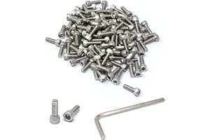iexcell 100 Pcs #8-32 x 1/2" Stainless Steel 304 Hex Socket Head Cap Screws Bolts Kit