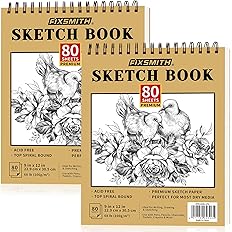 FIXSMITH 9"X12" Sketch Book | 160 Sheets (68 lb/100gsm) | 2 Pack Sketchbooks | Top Spiral Bound Artist Sketch Pad | Acid Free