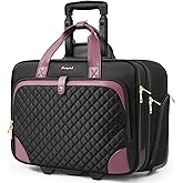 Arcoyard Rolling Laptop Bag, Large Rolling Briefcase for Women with Waterproof Pocket, 17.3 Inch Computer Bag Laptop Case with Wheels, Roller Work Bag for Office Travel Business Teacher, Black Purple