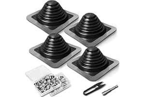 ACNOYEL #3 Metal Roof Vents Flashing, Roofing Boots Kit for Houses Fits Pipe Od 1/4" to 5-3/4", Epdm Flexible Roof Jacks for Roofing, Roofing Screws & Hex Socket and Scissors Included - 4 Pcs