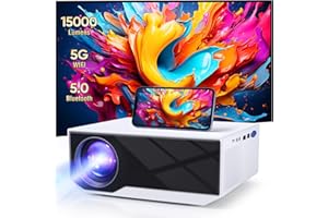 ZDK Projector with Wifi and Bluetooth, 15000lux 500ANSI Native 1080P Bluetooth Projector For Outdoor Home Movie 300", Compatible with Iphone Android Phone/ TV Stick/ PS5/ PC/ Laptop