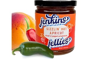 Jenkins Jellies Sizzlin Apricot Hot Pepper Jelly - Sweet & Spicy Jalapeño Jelly - Gluten Free, Vegan Pepper Jam - Use as a Glaze, Dipping Sauce, or Dessert Topping - All Natural & USA Made - 11 Ounces