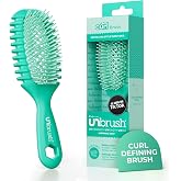 FHI Heat UNbrush Curl Detangling Brush for use on Wet Hair Only | DuoFlex Bristles &amp; Curl Handle Wavy Coily or Curly Hair Brush for Gentle Detangling &amp; Faster Styling-Periwinkle Light Blue