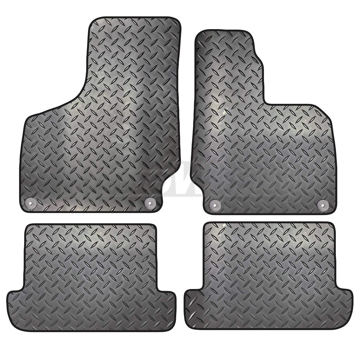 Carsio Rubber 4 Piece Car Mat Set For Audi TT MK2 2006 to 2014 [with 4 Round Clips] Tailored Fit Floor Mat Complete Accessory Black Custom Fitted - All Weather & Heavy Duty, Anti-Slip Backing
