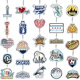 Sureio 25 Pcs USA Souvenir Keychain Gifts Bulk Men California Los Angeles Texas Florida Chicago Silver Metal American Keyring