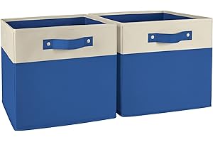 RiverRidge Kids storage bins - 10.5 Cube Storage Organizer with Handles – Blue Two-Tone closet organizers and storage for Toys, Shoes & More - Fits Cabinets