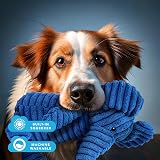 Zappi Co Blue Elephant Plush Dog Toy with Squeaker – Corduroy, Squeaky view 5