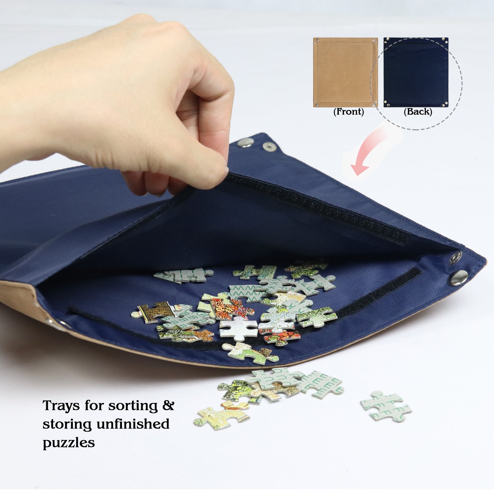 Lavievert 1500 Piece Jigsaw Puzzle Board with Padded Cover, Portable Case with 6 Sorting Trays & Detachable Board, Puzzle Caddy Storage Saver with Non-Slip Surface for Adults