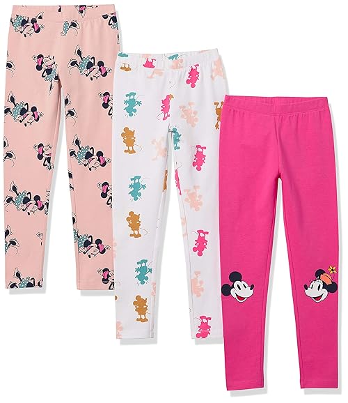 Amazon Essentials Disney | Marvel | Star Wars | Frozen | Princess Girls' Leggings, Pack of 3, Mickey, X-Large